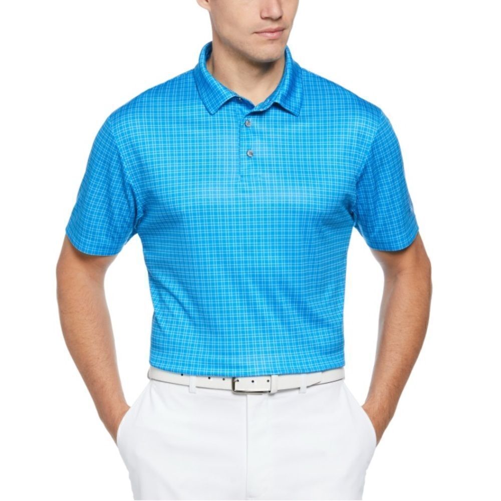 🆕 PGA Tour Men's Plaid Performance Polo Shirt - Hawaiian Surf - size XL